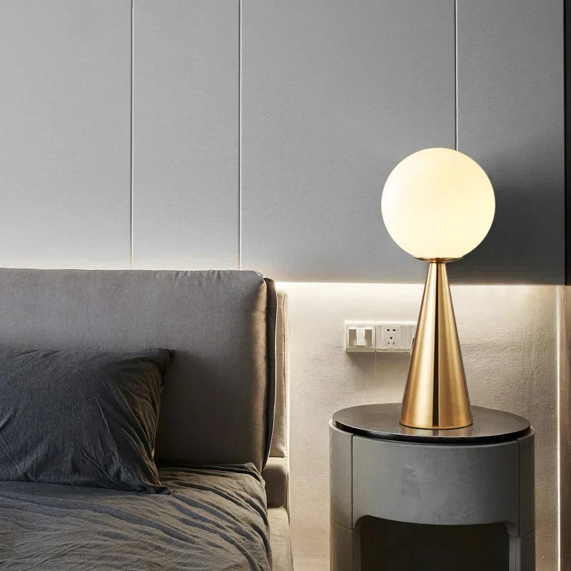 Contemporary Gold and Glass Table Lamp