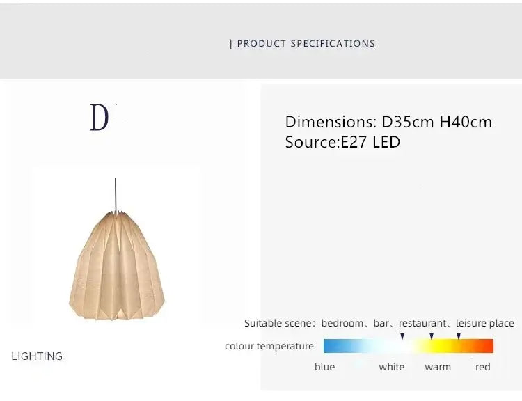 Origami-Inspired White Paper Lantern - Modern Minimalist Design