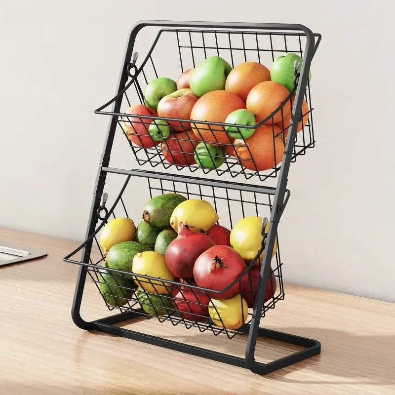 Double-Layered Iron Cascade Fruit Basket