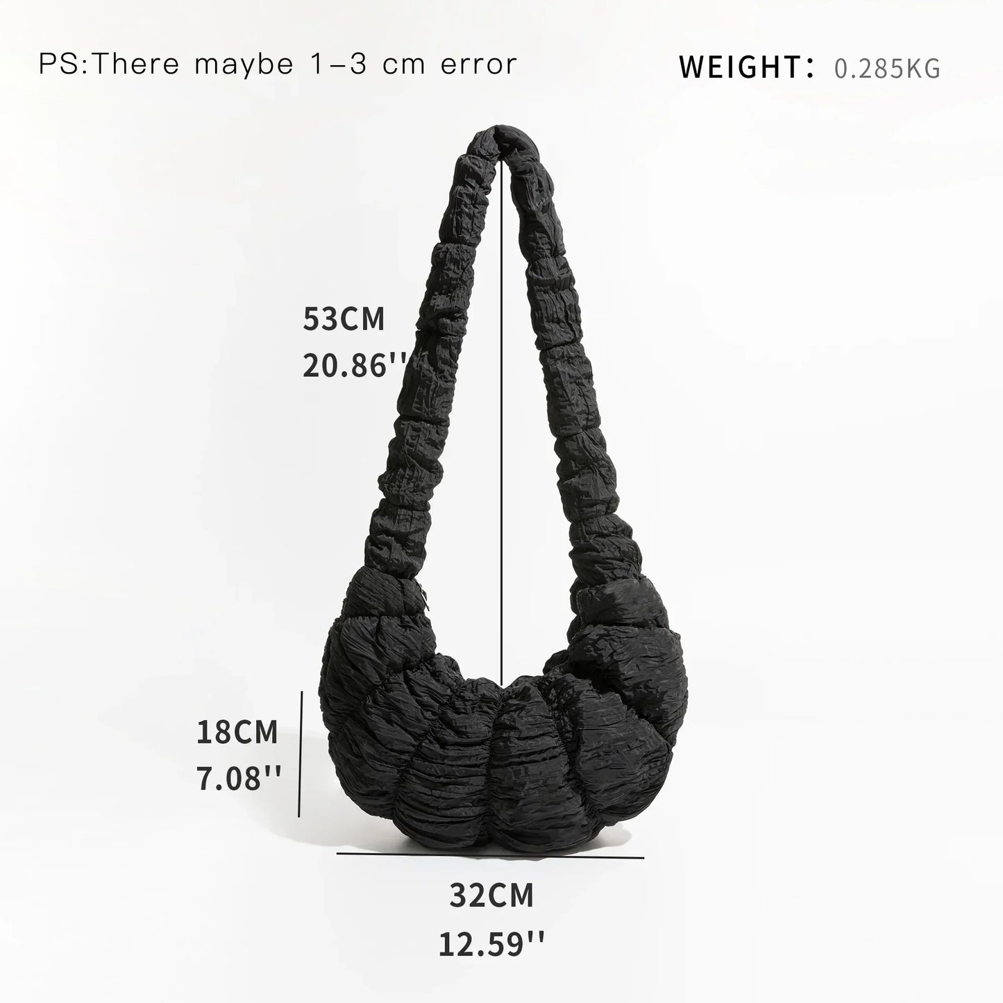 Puff Croissant Shoulder Bag - Lightweight Nylon Tote