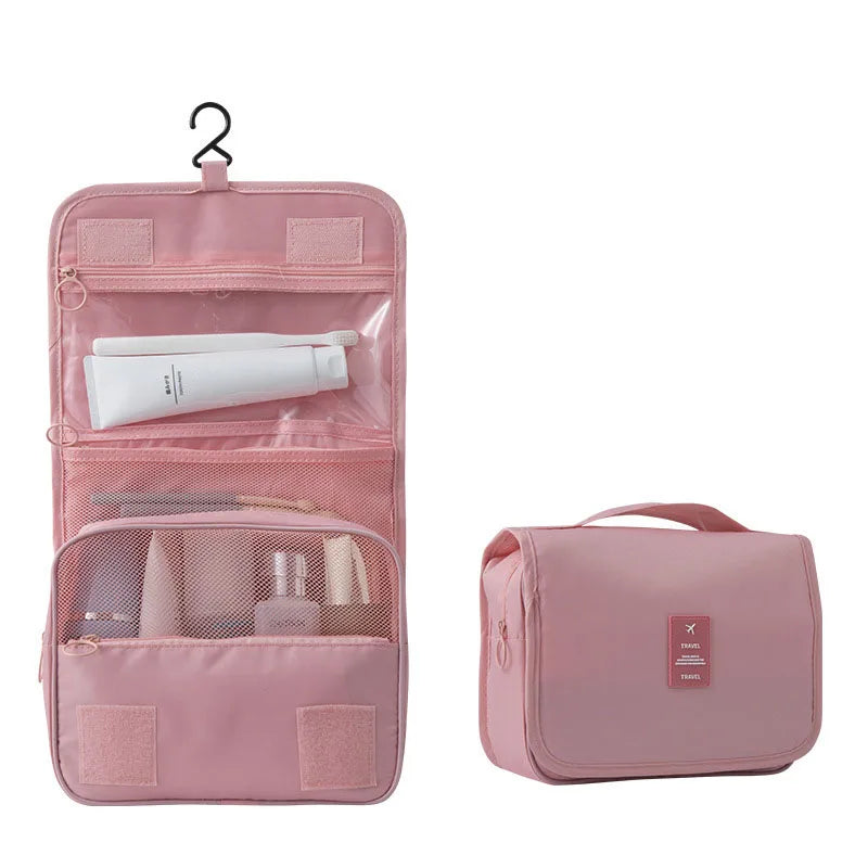 Compact Hanging Toiletry Bag with 6 Compartments and Water-Resistant Polyester