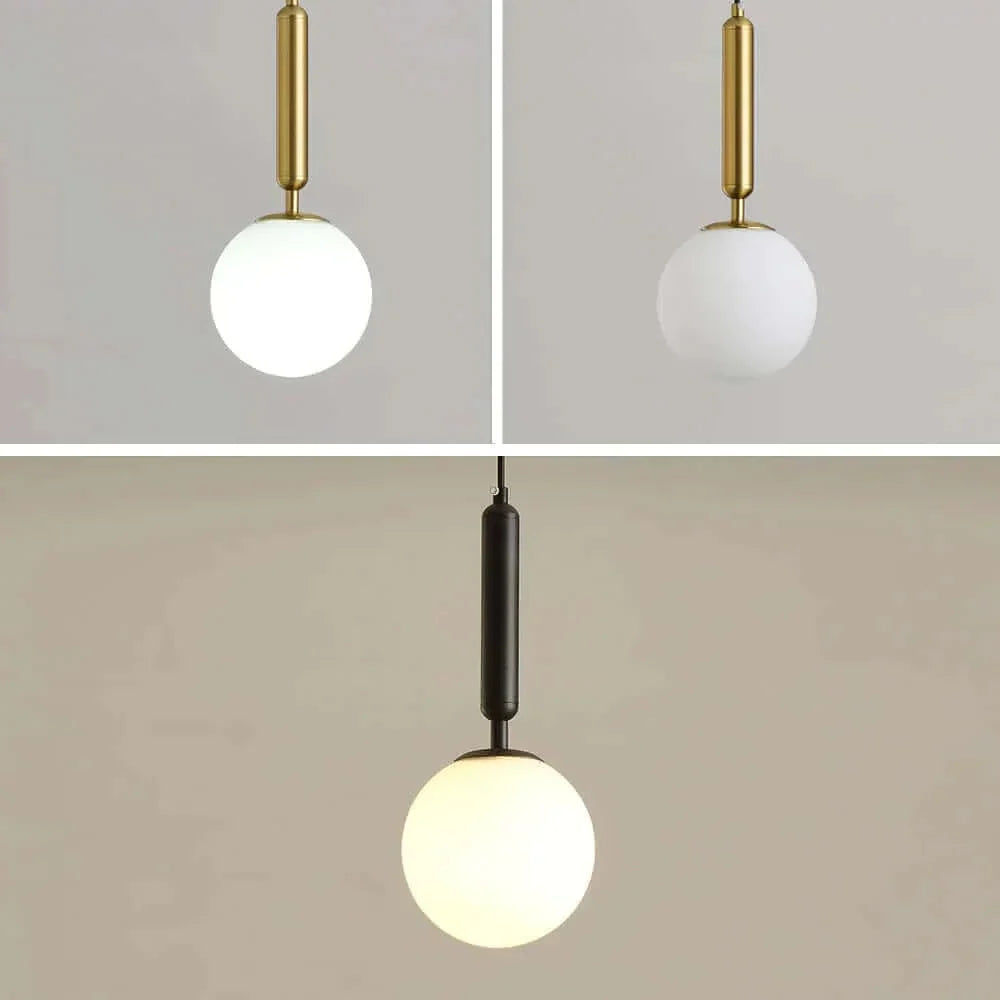 Mid-Century Modern Glass Ball Pendant Light with White Shade