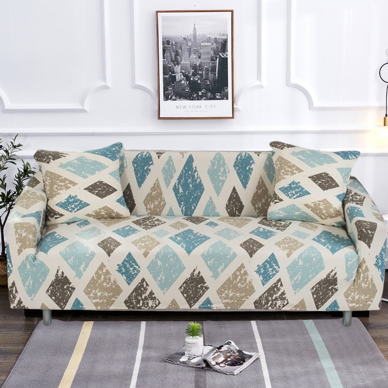 Non-Slip Colorful Elastic Sofa Cover for L-Shaped Sofas