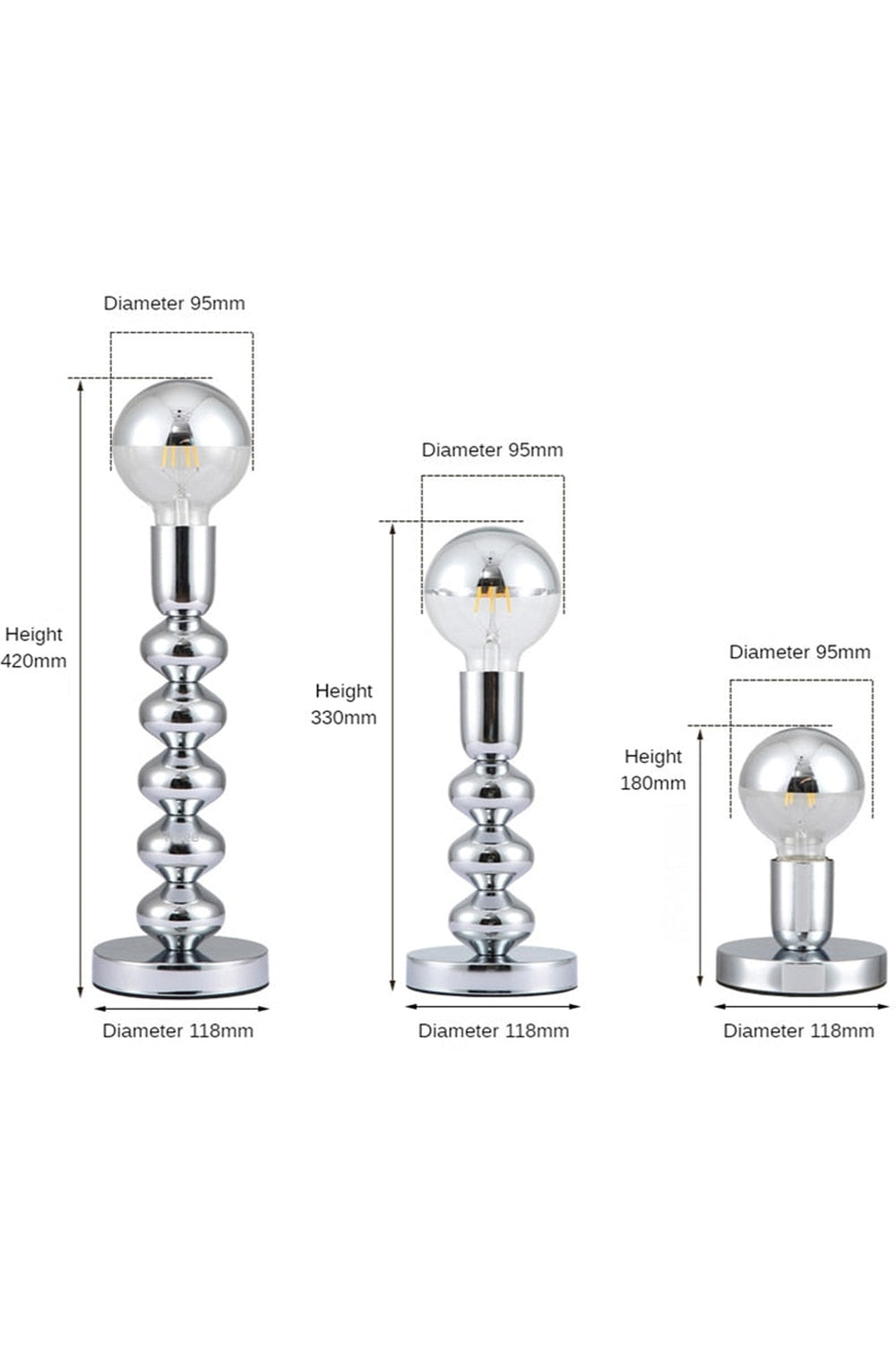 Chrome Stackable Orb Table Lamp