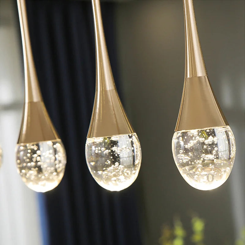 Crystal Pendant Light with Gold Finish and LED Bulbs