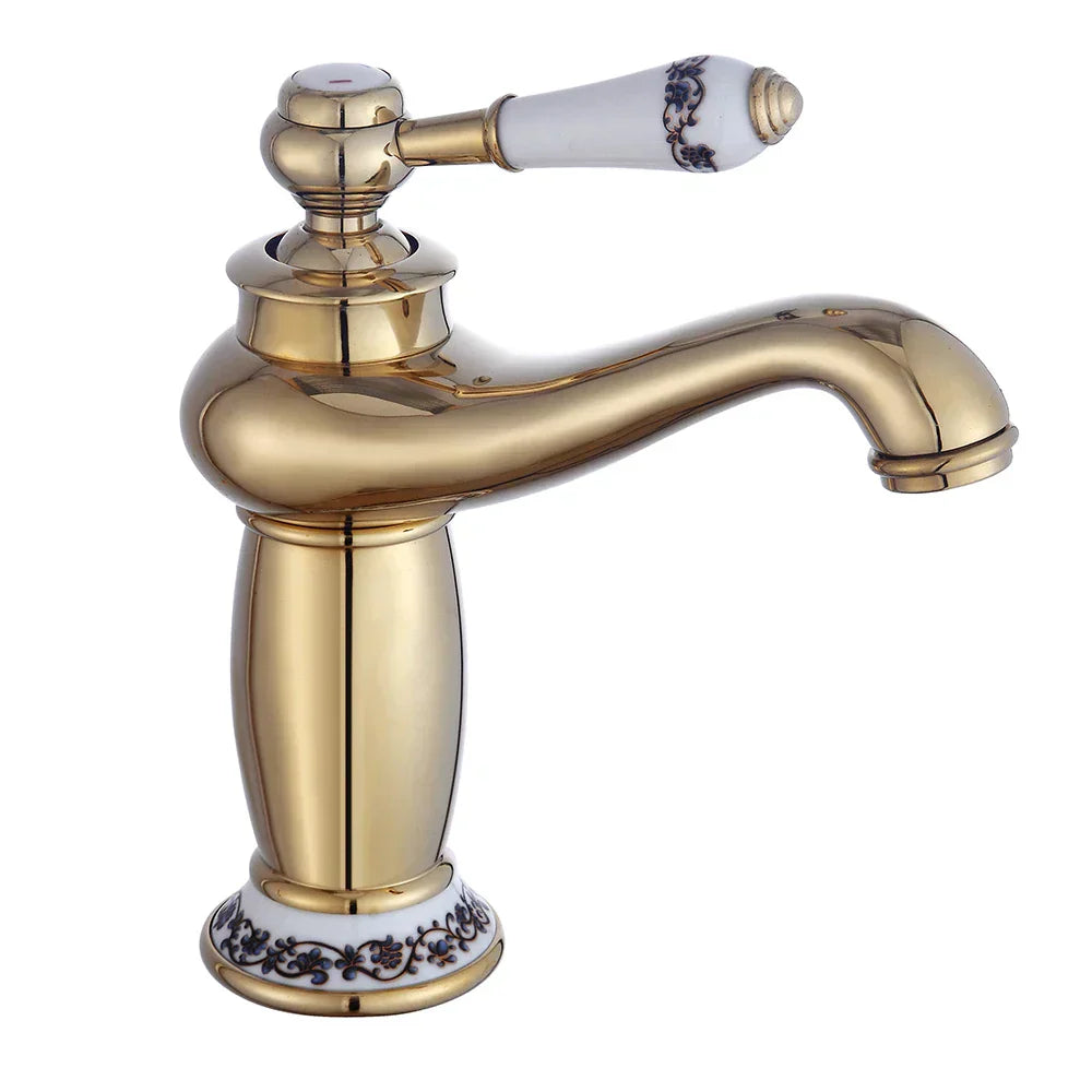 Vintage Gold Bathroom Faucet with Retro Design