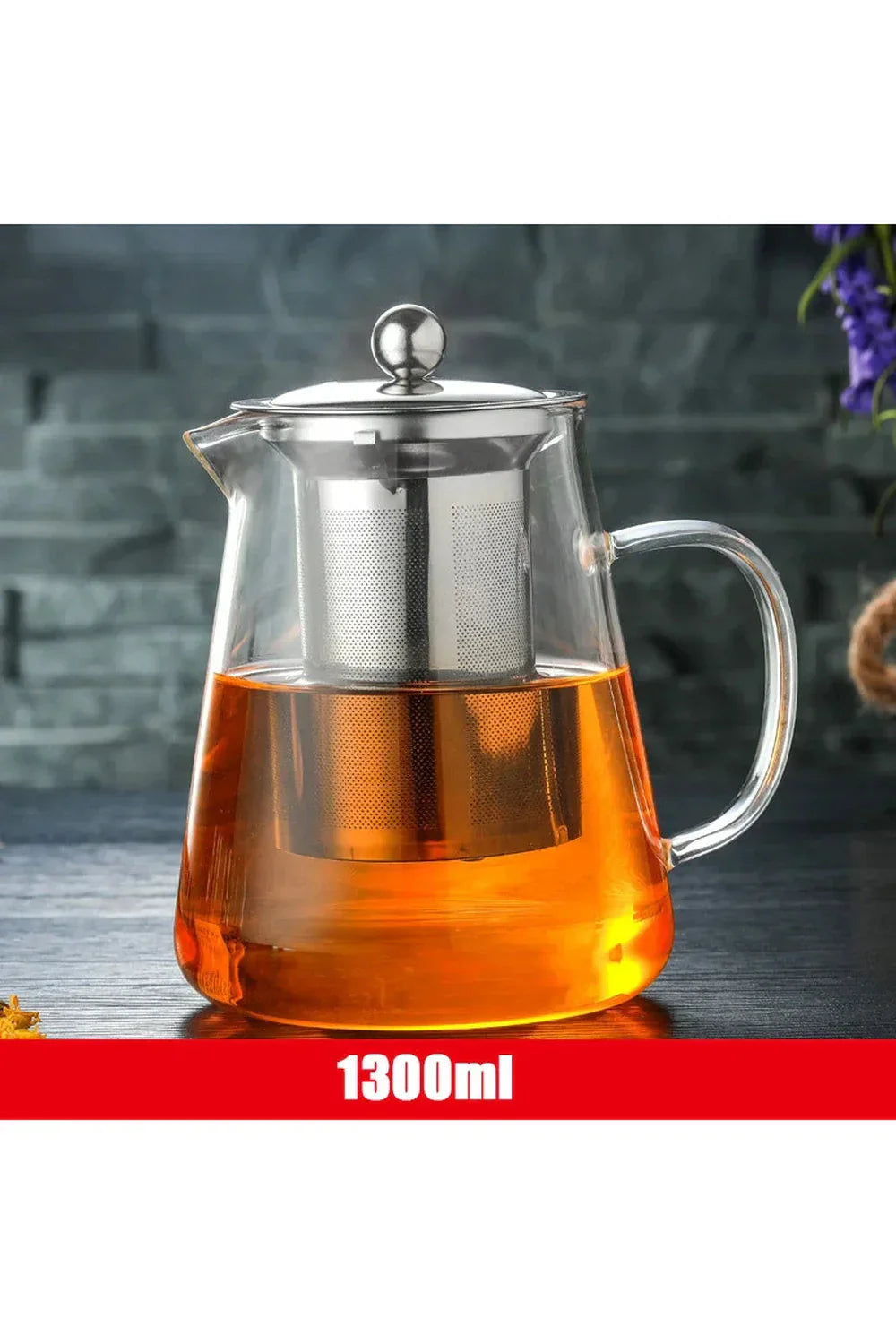 Stainless Steel Infuser Glass Teapot - 18.5 oz, 25.4 oz, 32 oz, 44 oz