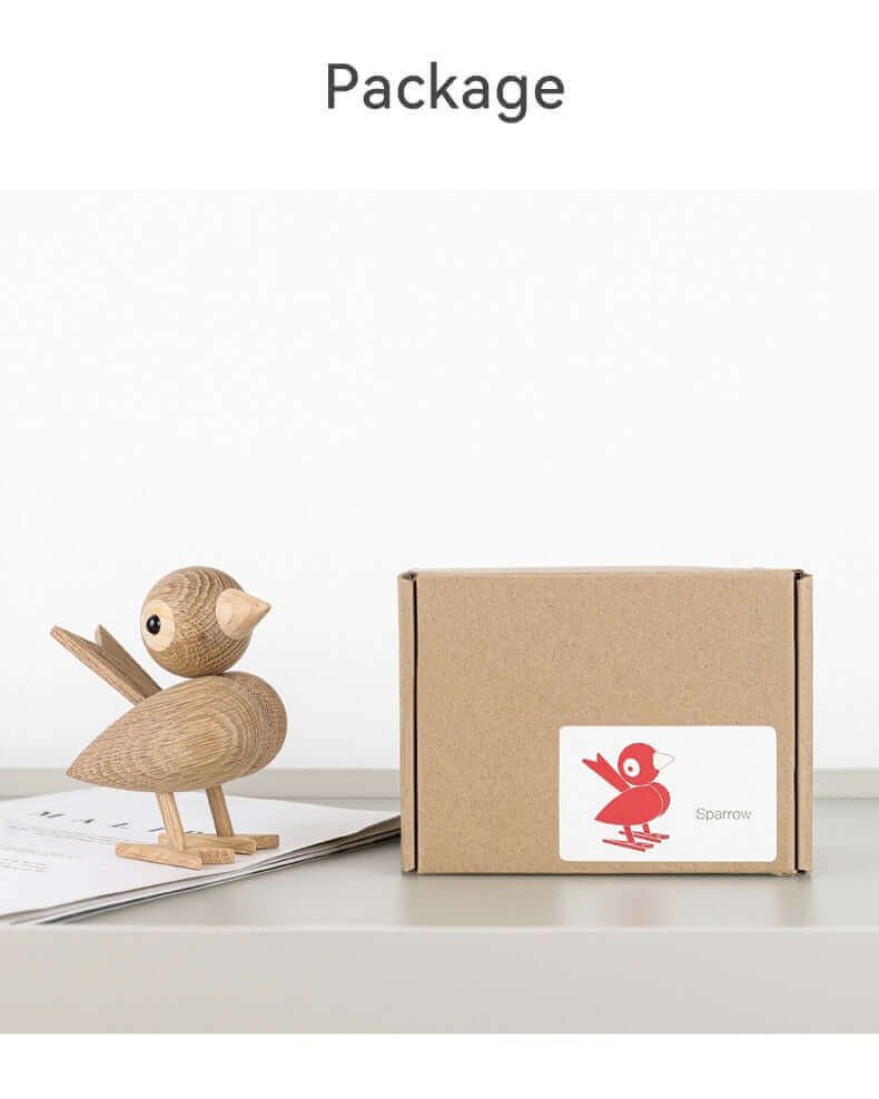 Nordic Wooden Lovebird Ornament in Natural Oak