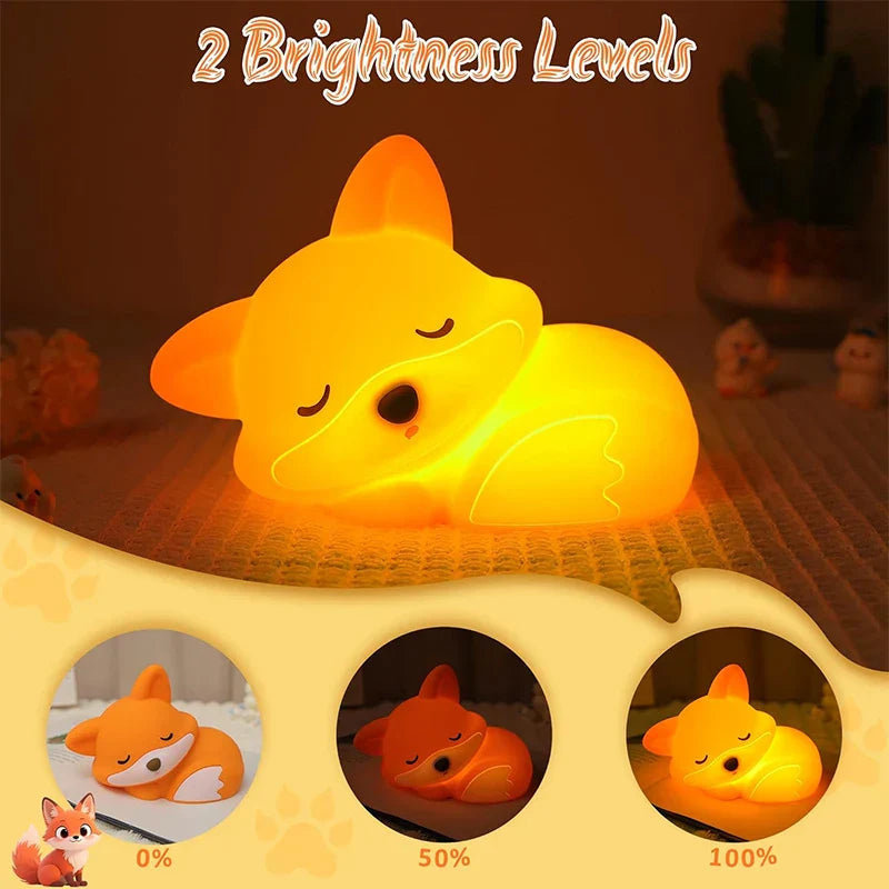 Rechargeable Silicone Fox Night Light with Dimmable Timer