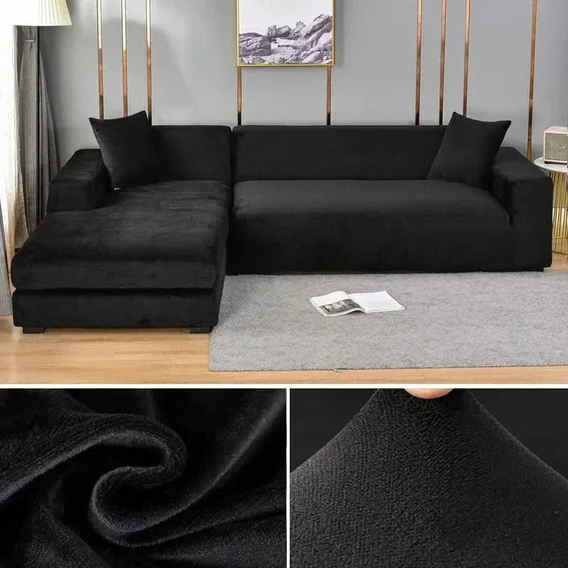 Stretch Velvet Sofa Cover for L-Shaped and Traditional Couches