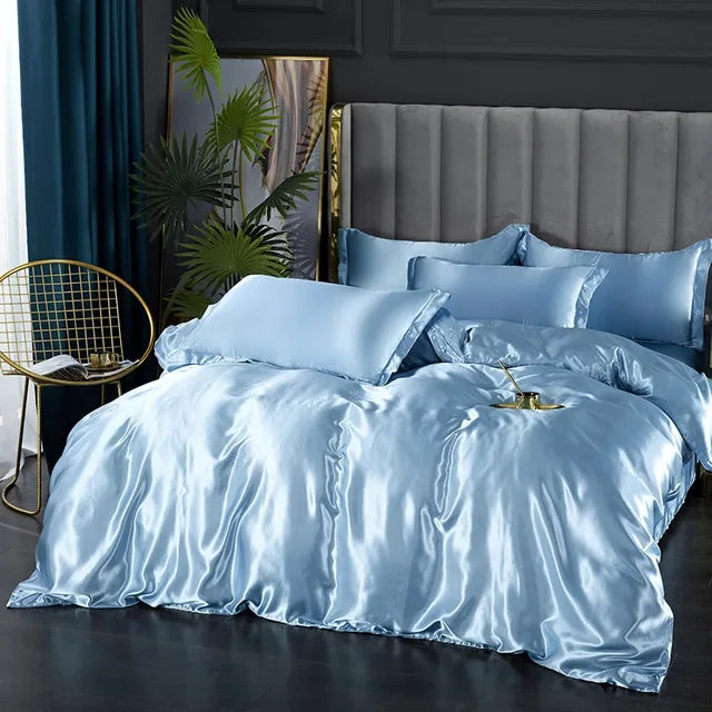 Luxurious Silk Satin Bedding Set with Duvet Cover and Pillowcases