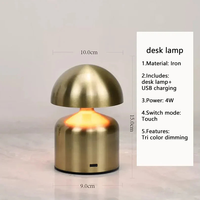 Rechargeable Metal LED Desk Lamp with Touch Control and 3 Color Temperatures