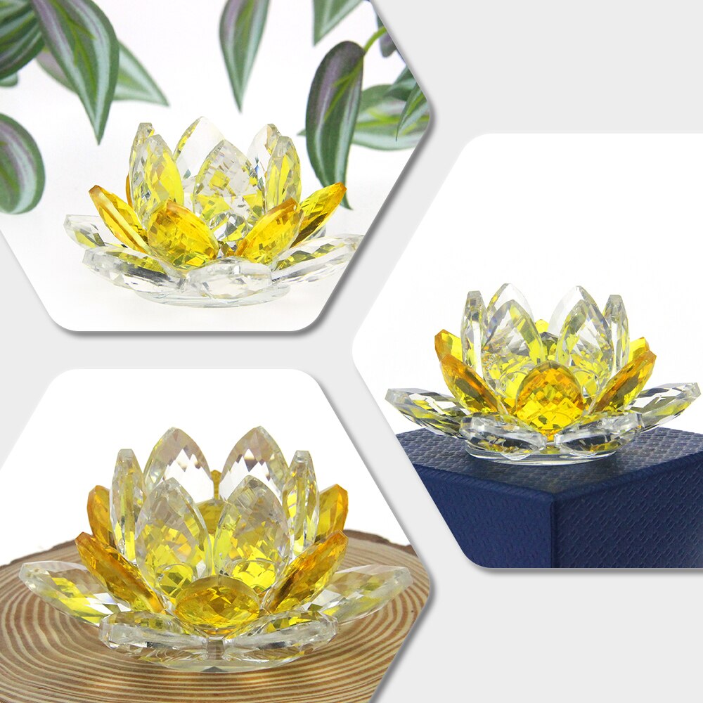 Crystal Lotus Flower Glass Paperweight - Elegant Keepsake Gift