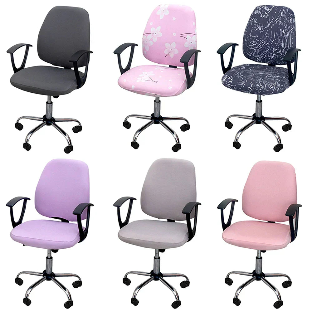 2-Piece Solid Color Spandex Office Chair Covers
