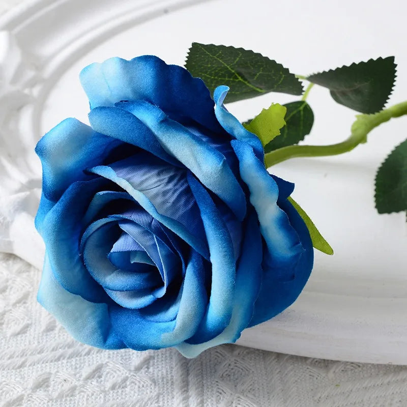 Realistic Velvet Silk Rose Bouquet - 20 Artificial Flowers for Weddings and Events