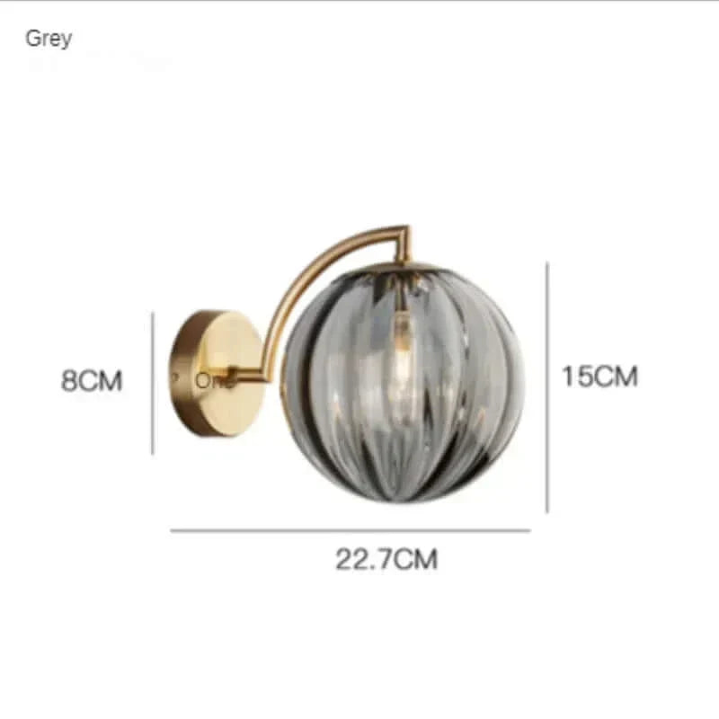 Colorful Glass Wall Light with Gold Base