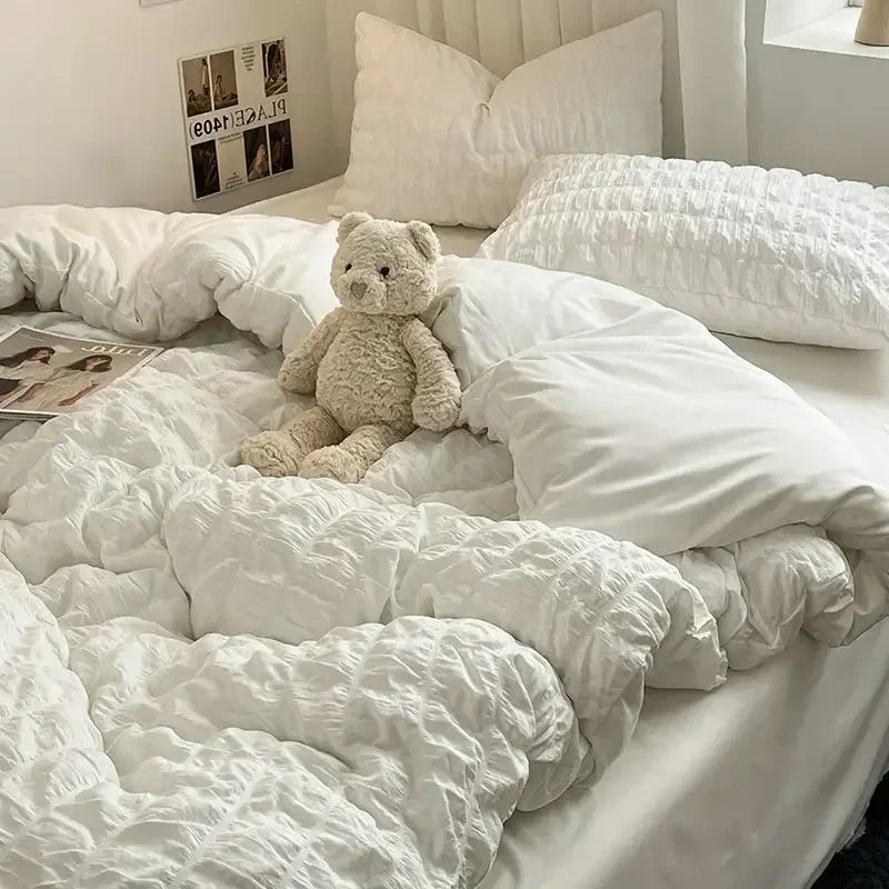 Seersucker Duvet Cover Set - Lightweight Soft French-Style Bedding