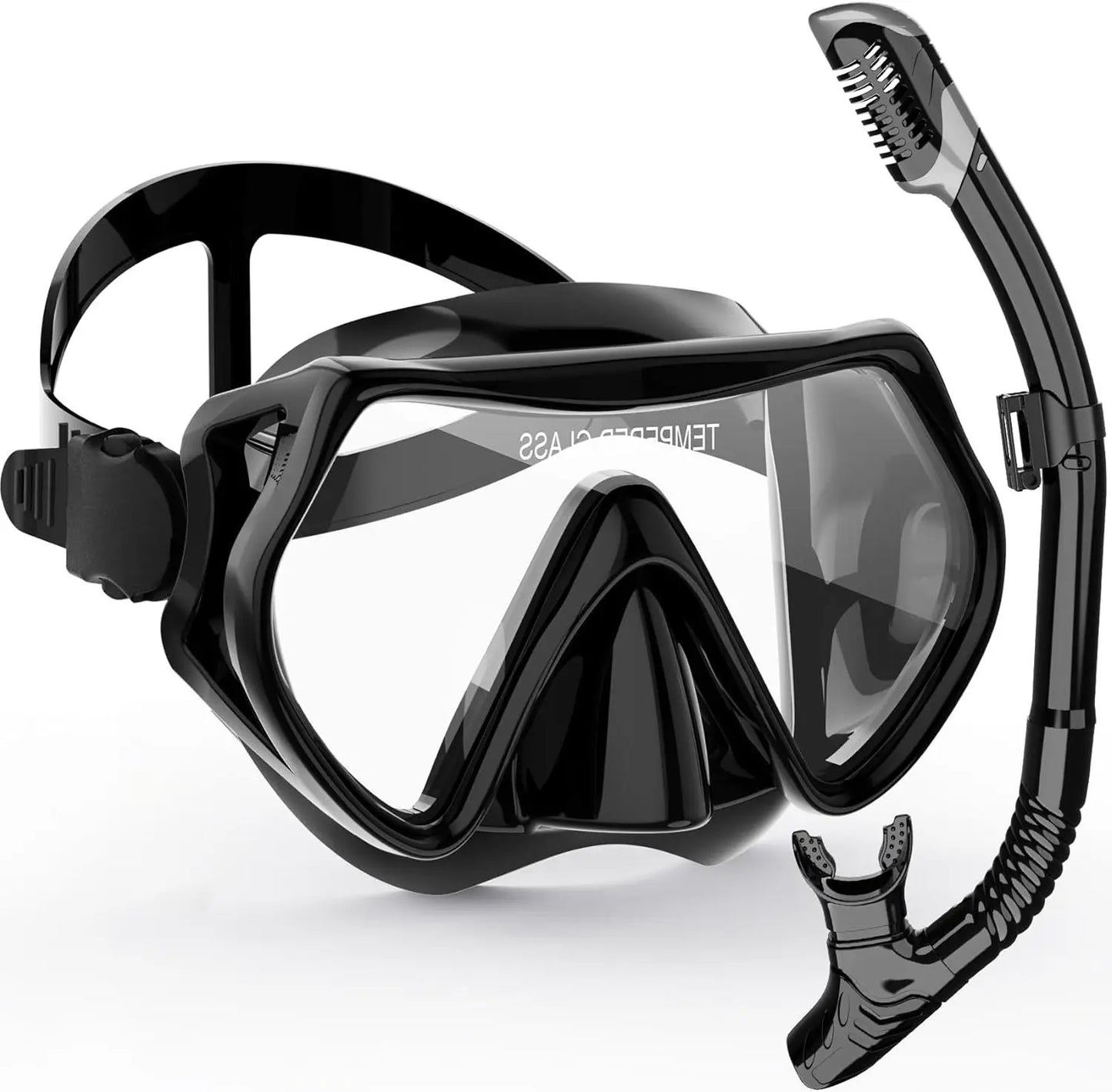 Adult Snorkel Mask Set with Dry Snorkel and 180° Anti-Fog View