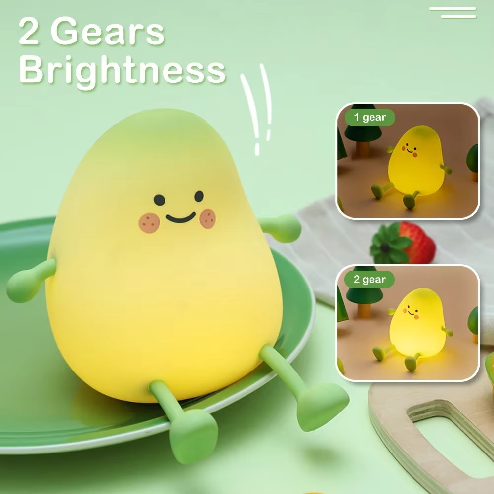 Multicolor Silicone Pear Night Light with Touch Control