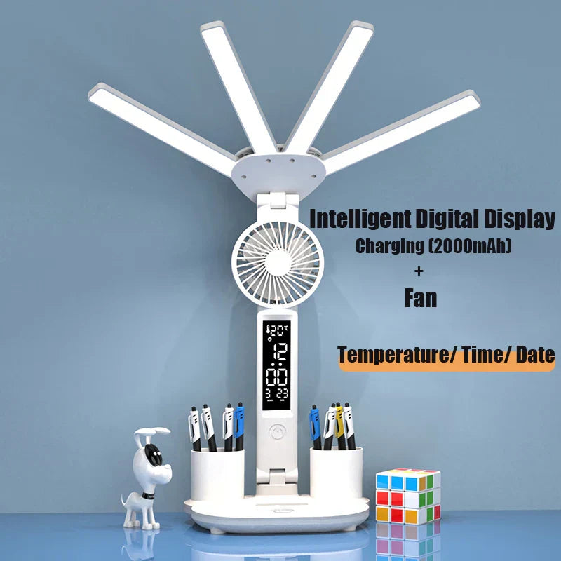 3in1 Multifunctional Smart Table Lamp with Fan and Clock
