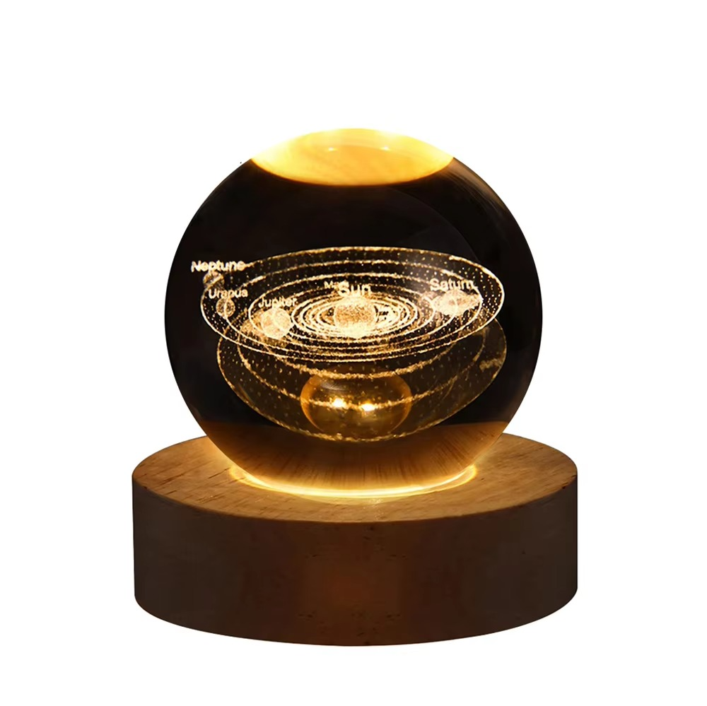 RGB Crystal Ball Night Light with Milky Way and Moon Design