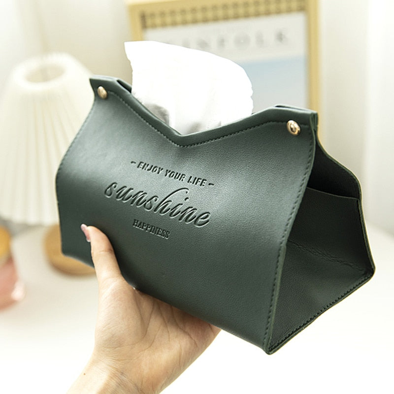 Stylish Artificial Leather Tissue Box