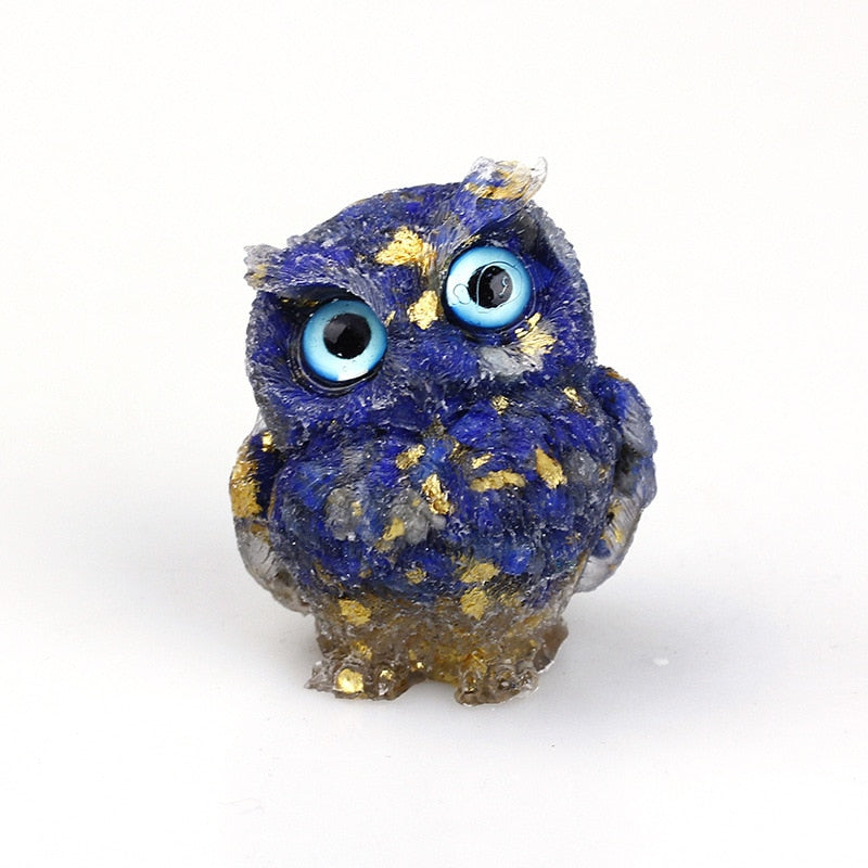 Handmade Natural Crystal Owl Figurine Sculpture