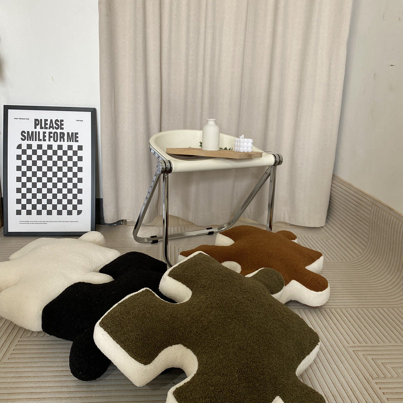 Premium Wool and Cotton Puzzle Block Pillow 20 x 20 Inch