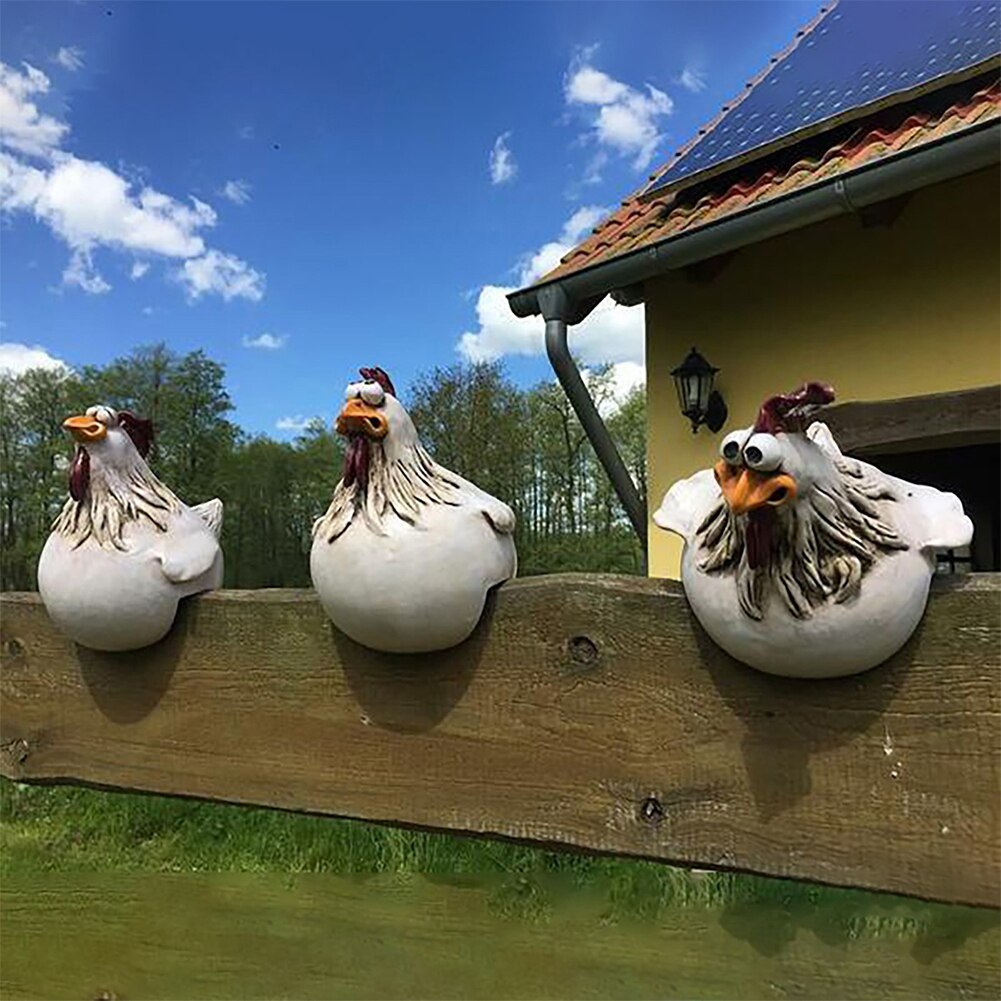 Cheerful Chicken Fence Decor - Playful Garden Art
