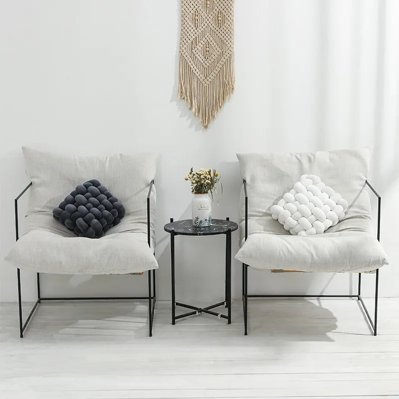 Square Plush Knitted Throw Pillow in Crystal Velvet