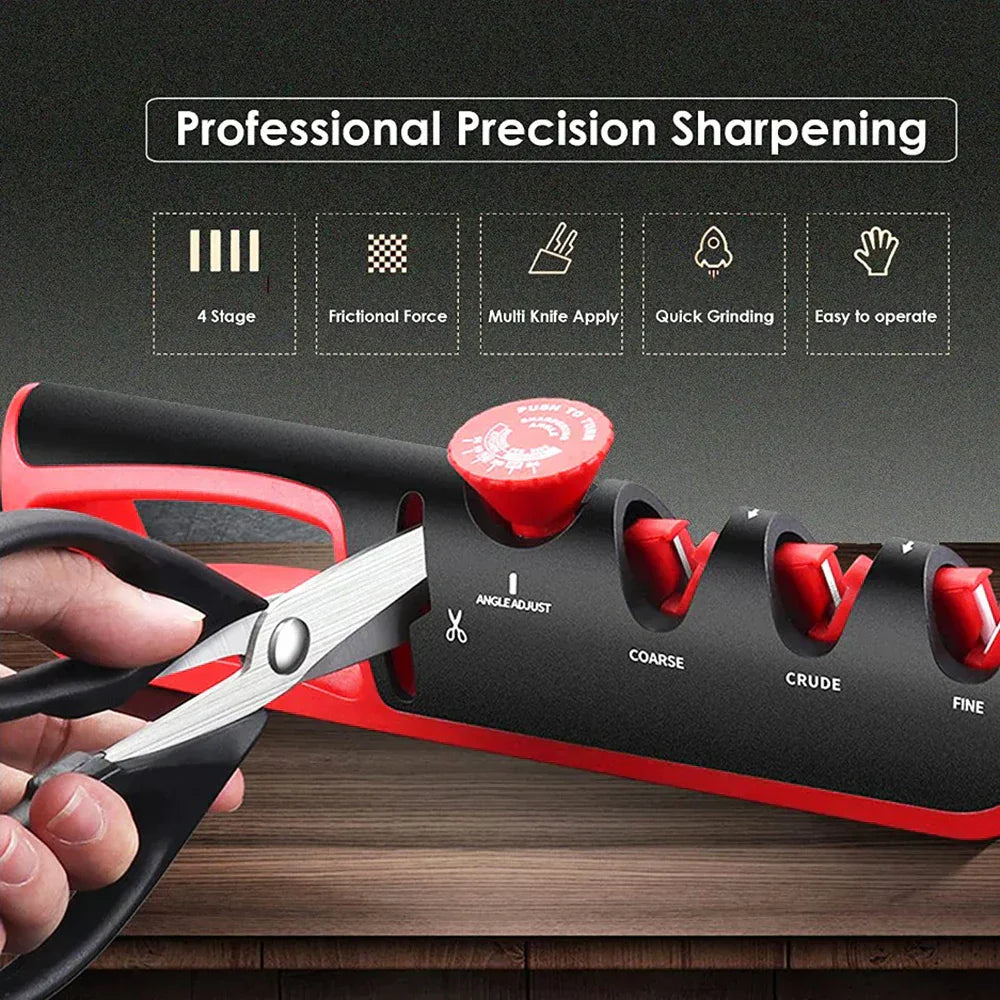 4-in-1 Knife Sharpener with Adjustable Angle and Non-Slip Base