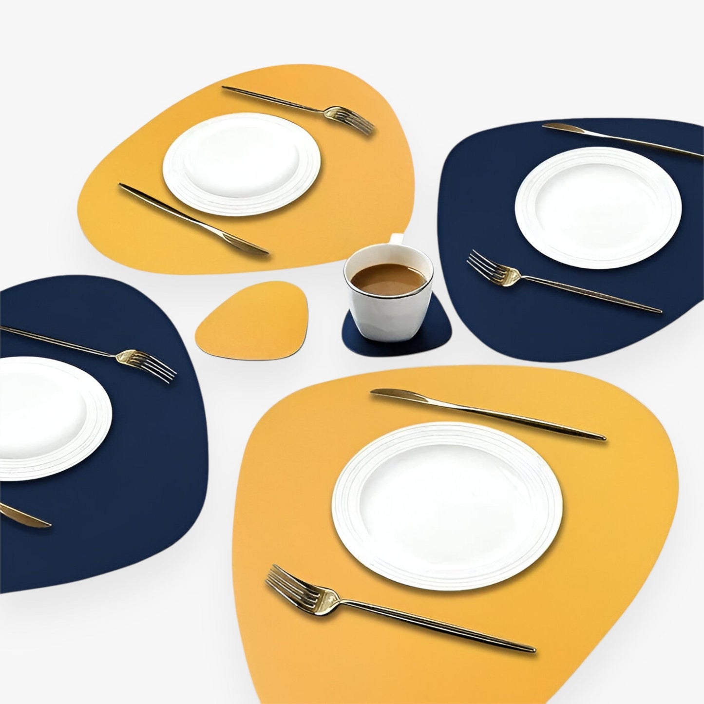Reversible Oval Placemats with Coasters - Elegant Heat-Resistant Dining Mats