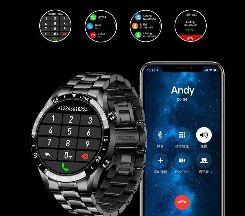 4G Touchscreen Smartwatch with Metal Band for Calls and Fitness