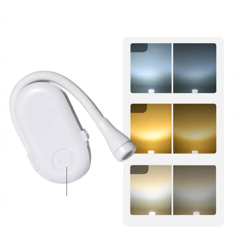 Portable Clip-On Mini Book Light with USB Charging and Dimmable LED
