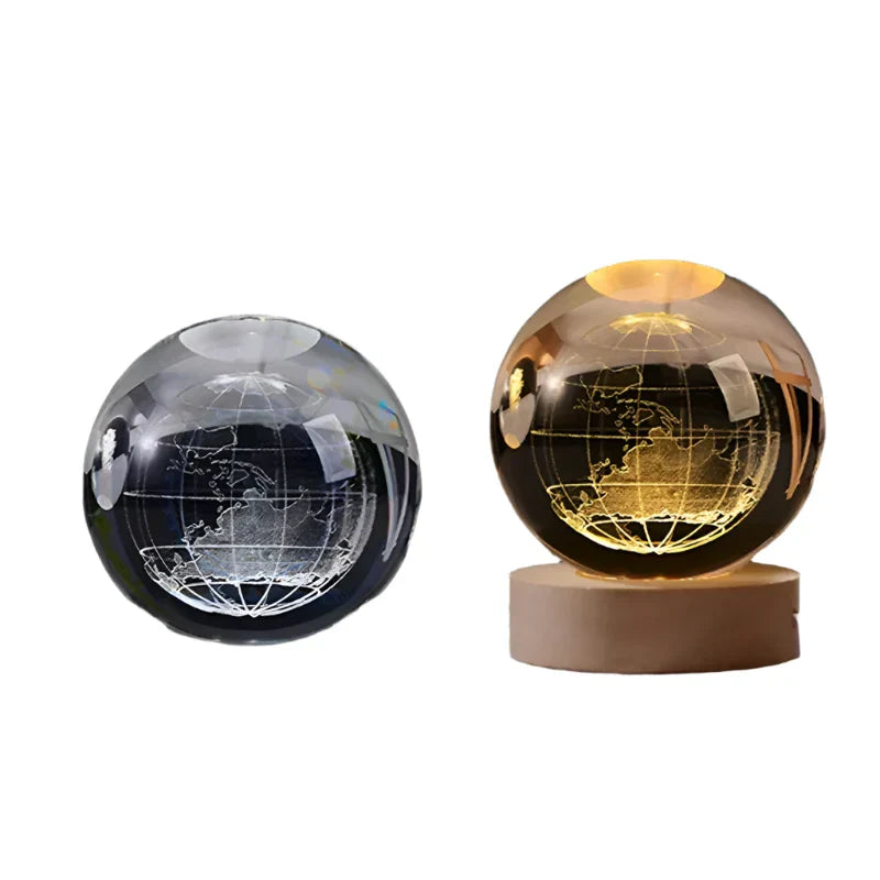 3D Crystal Starry Sky Projector Night Light with Wooden Base