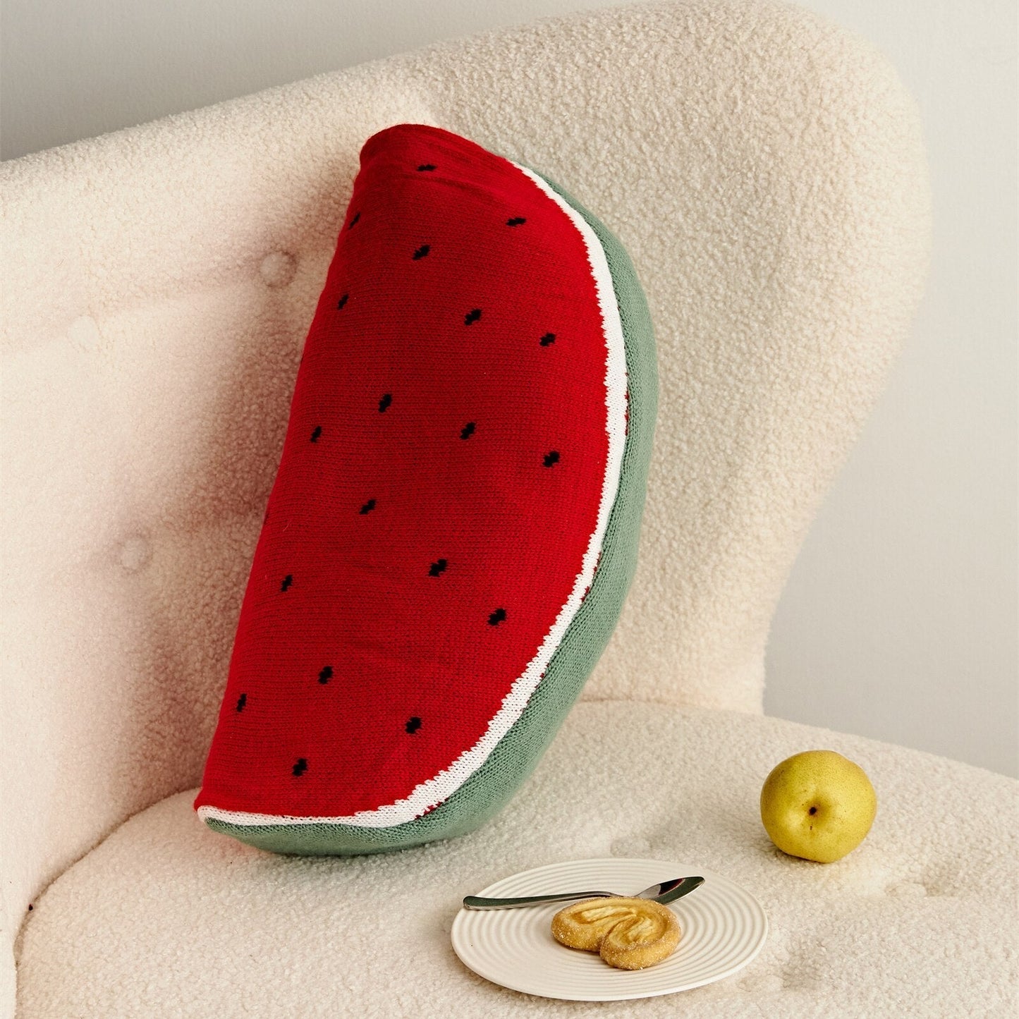 Fruit-Themed Knitted Cushion 8 x 16 Inch