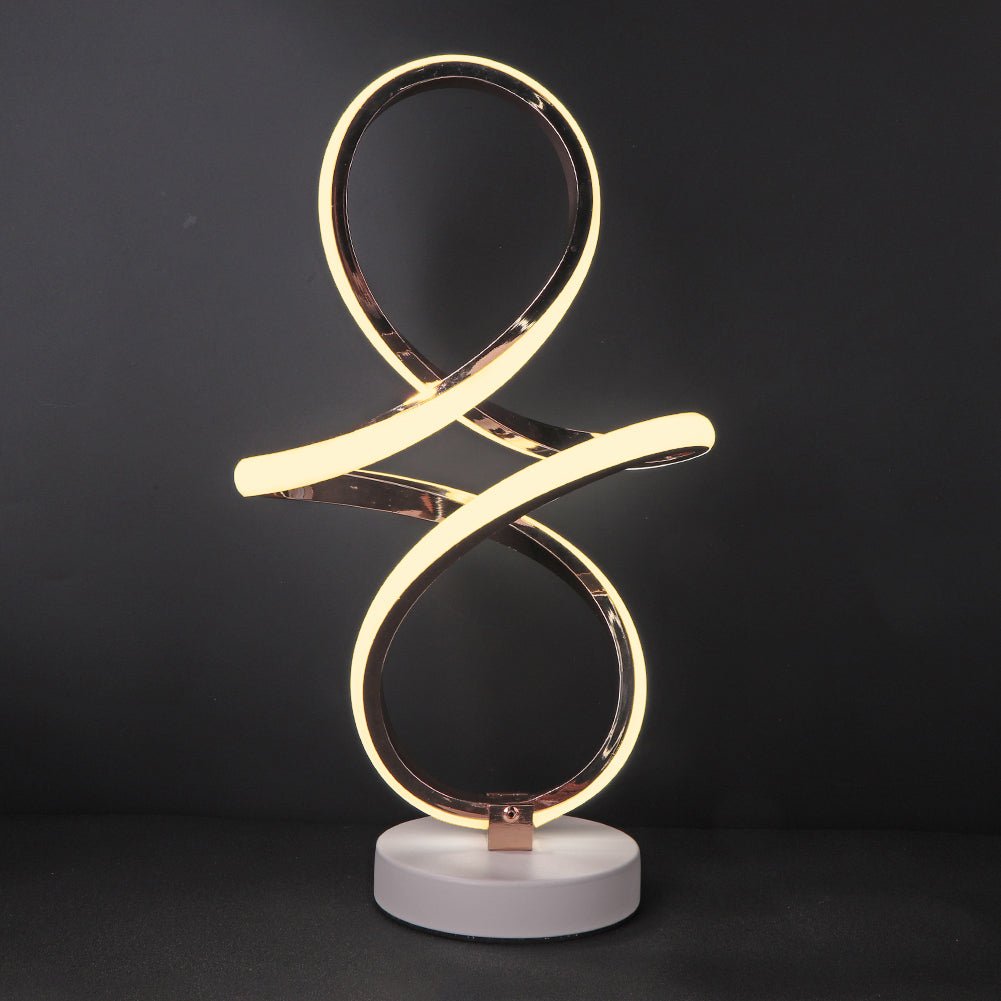 LED Spiral Table Lamp with Infinity Design and Warm Light