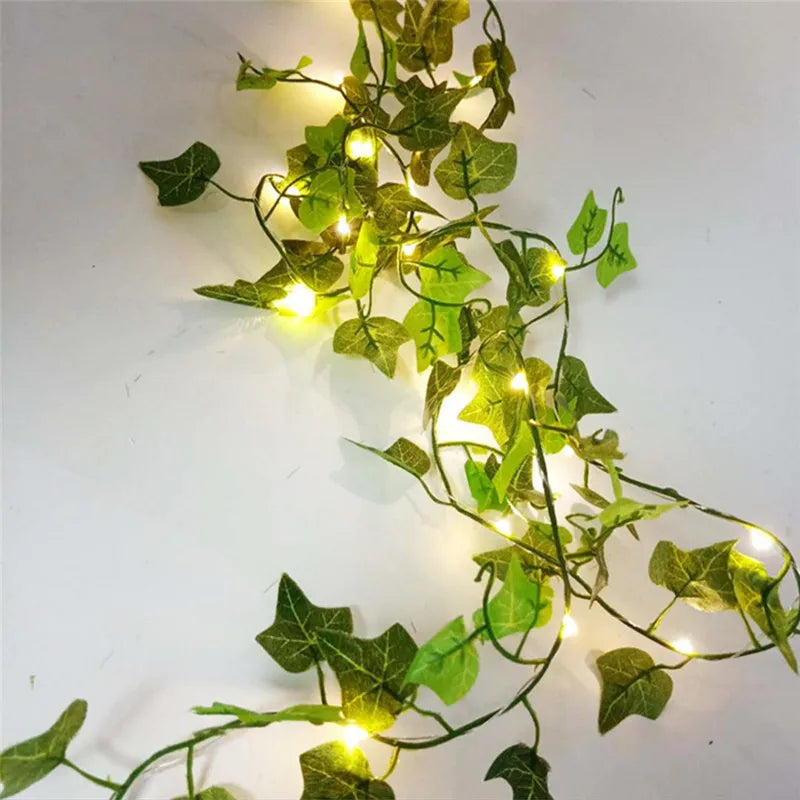 Garden Vine LED String Lights with Leaf Garland Design