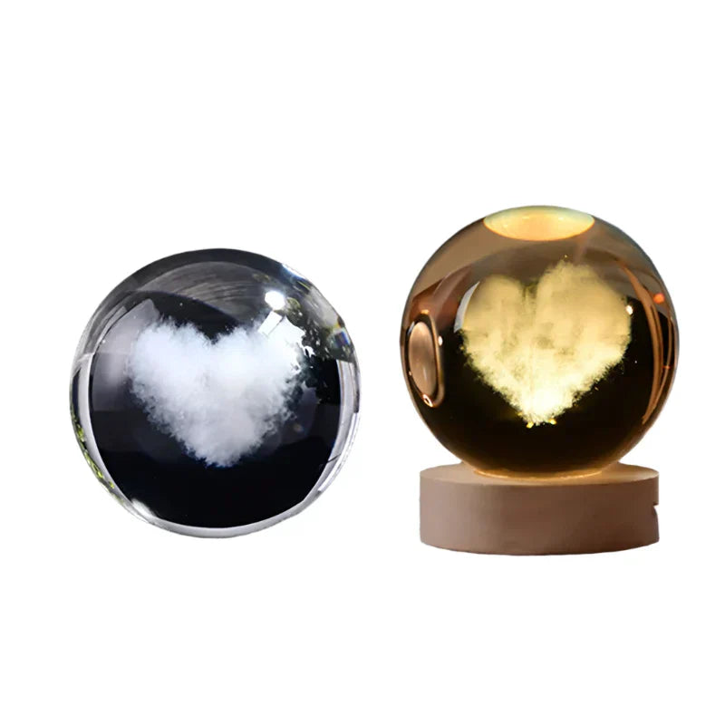 3D Crystal Starry Sky Projector Night Light with Wooden Base