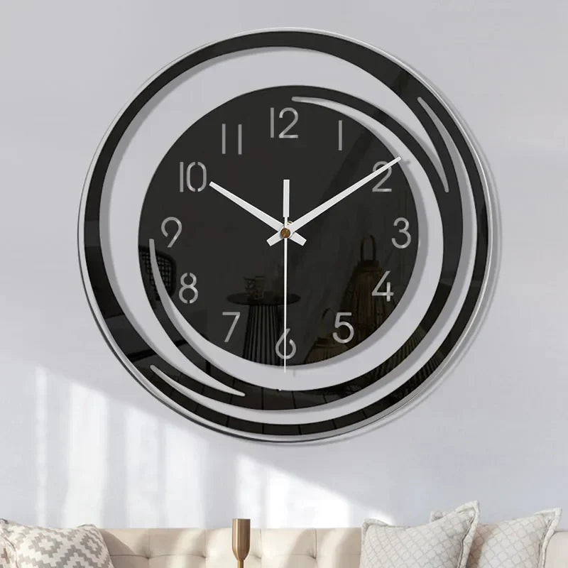 Black Acrylic Minimalist Wall Clock - Modern Nordic Design