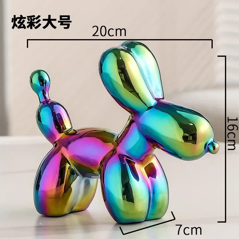 Gold Ceramic Balloon Dog Sculpture - Modern Animal Figurine for Home Decor
