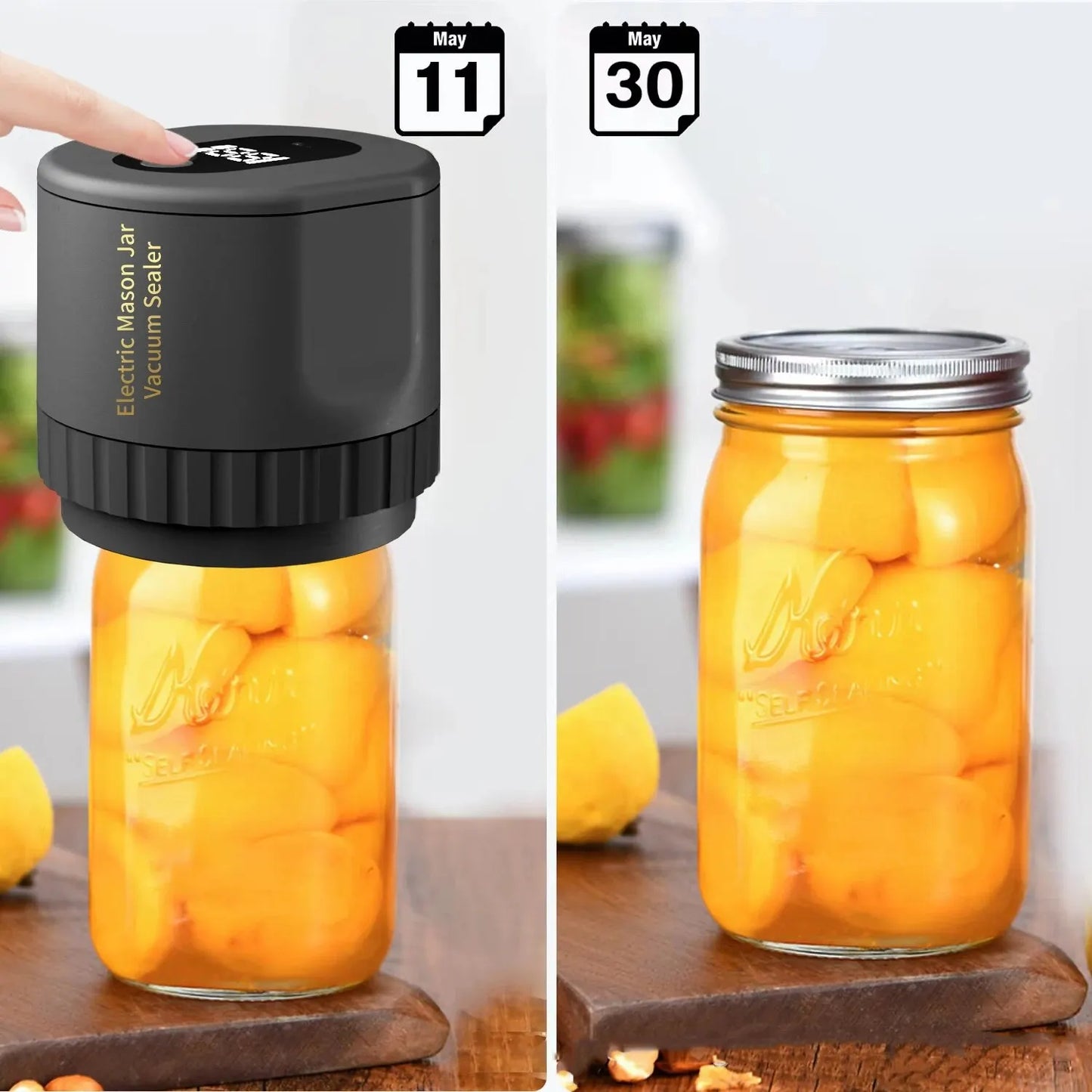 Cordless Electric Vacuum Sealer for Mason Jars - Wide and Regular Mouth Food Storage