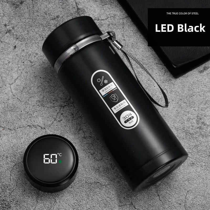 Stainless Steel Vacuum Flask with LED Temperature Display, 17-34 oz