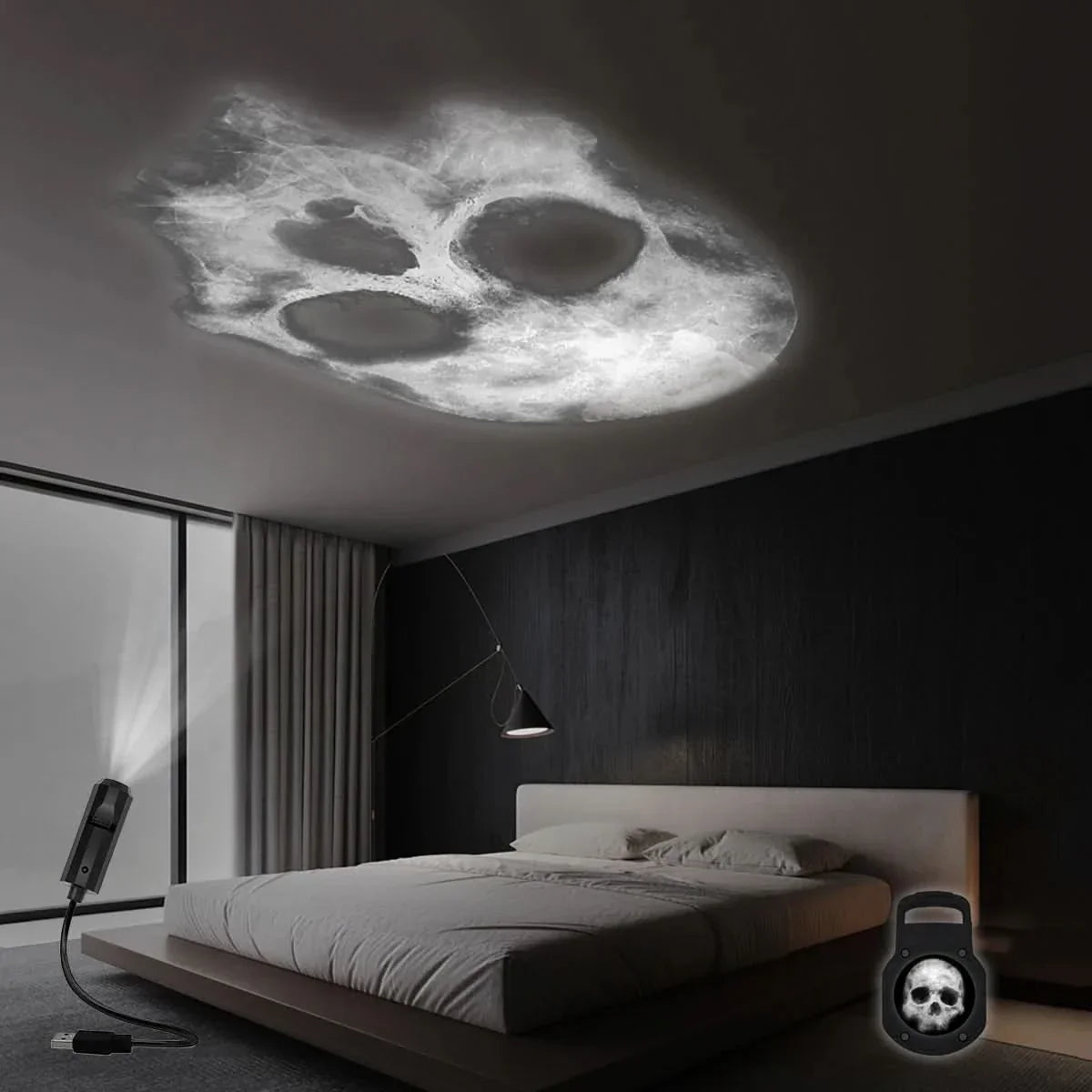 Skull Projection Night Light with USB Power