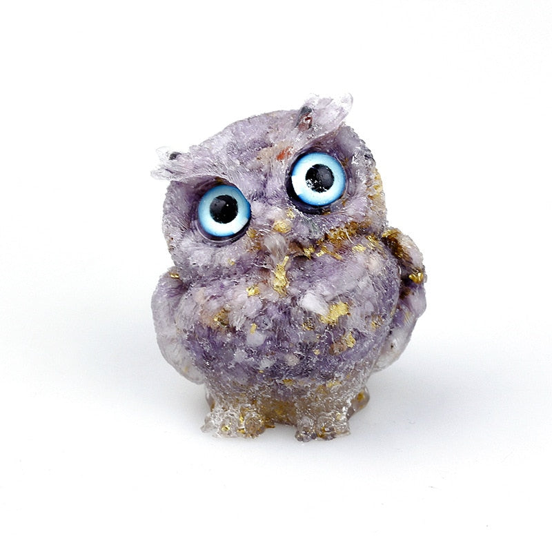 Handmade Natural Crystal Owl Figurine