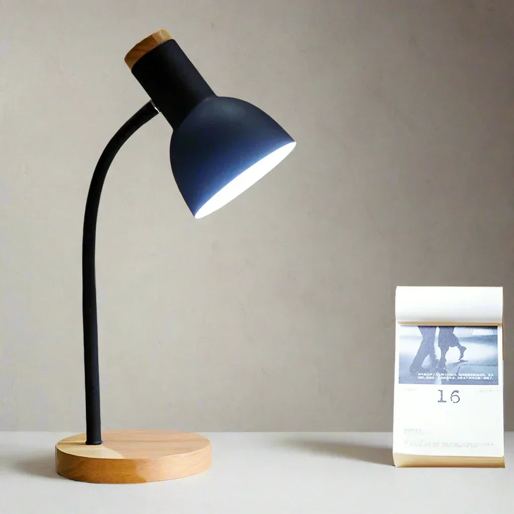 Scandinavian Wood and Iron LED Desk Lamp