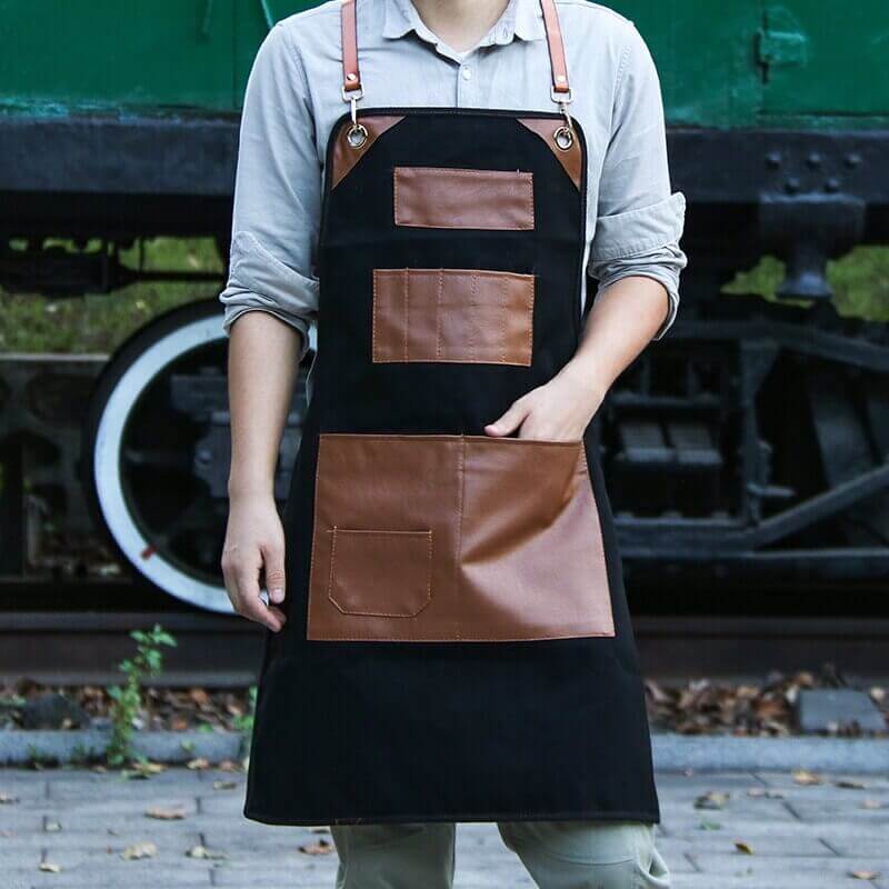 Premium Leather Kitchen Apron with Fire-Resistant Straps