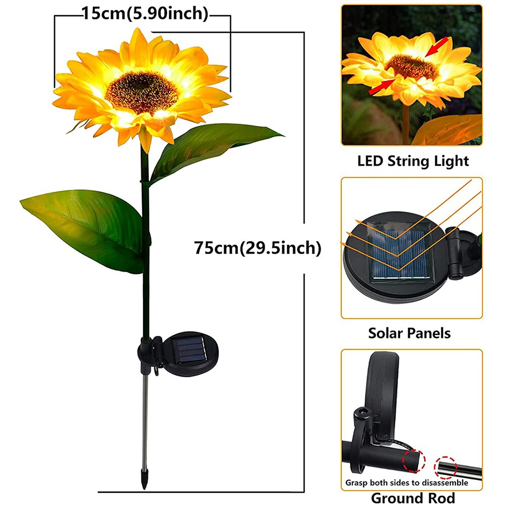 Waterproof Solar-Powered Sunflower Garden Lights