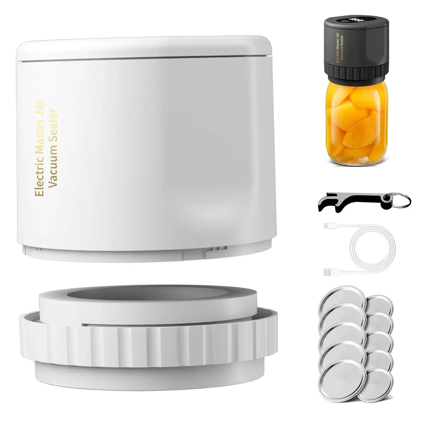 Cordless Electric Vacuum Sealer for Mason Jars - Wide and Regular Mouth Food Storage