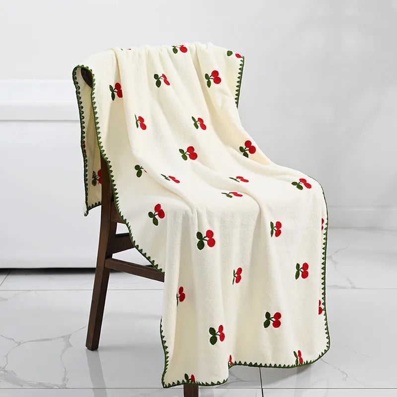 Embroidered Fruit Bath and Hand Towels Set